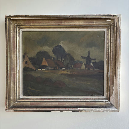 1941 Landscape Oil Painting "Painted Village" Artwork Holland Art Shop