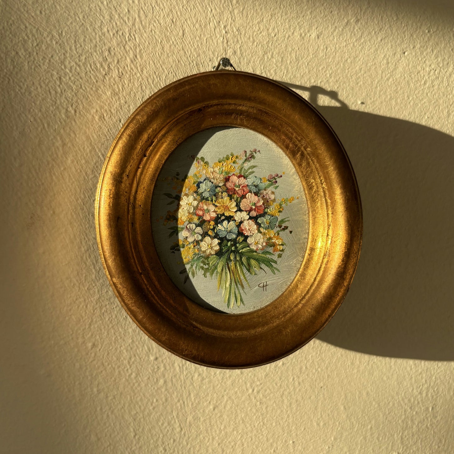 Fine Flowery Still Life Oil Painting "Flower Bouquet" Marvelous Small Artwork