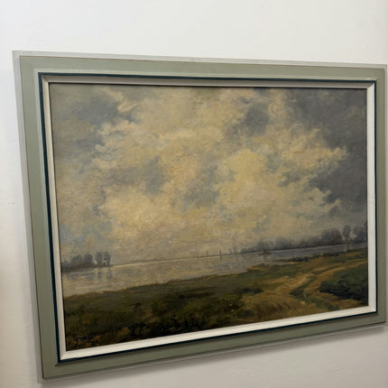 Elegant Landscape Oil Painting "Cloudy Sky" Rustic Large Art Holland Art Shop
