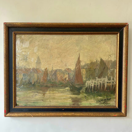 Refined Harbor Scene Oil Painting "Sailing Boat" Traditional Art Holland Art Shop