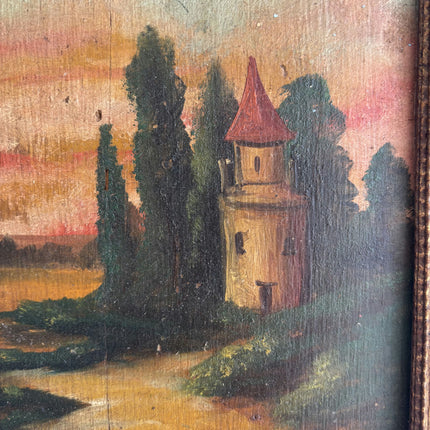 Authentic Landscape Oil Painting "Tower Turret" Expressive Small Artwork Holland Art Shop