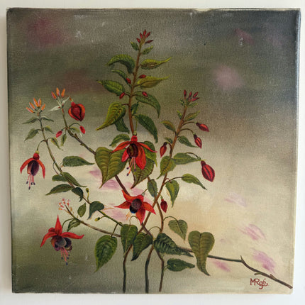 Traditional Floral Still Life Oil Painting "Fuchsia Branch" Small Artwork Holland Art Shop