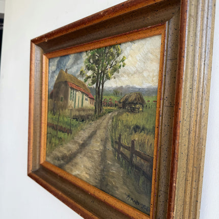 Original Farm Oil Painting "Thatched Cottage" Expressive Small Artwork Holland Art Shop