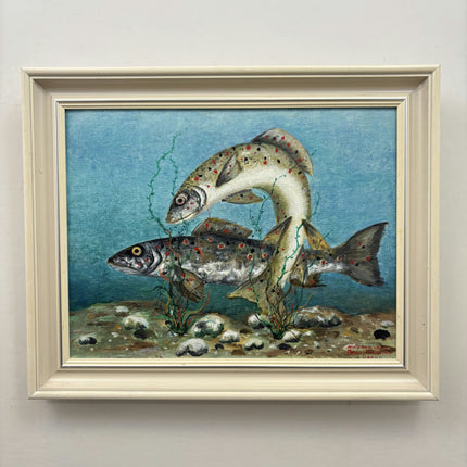 Handcrafted Animals Oil Painting "Leaping Fish" Classic Art Holland Art Shop