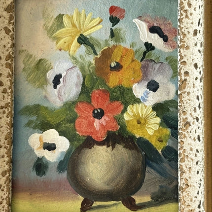 Rustic Floral Still Life Oil Painting "Flower Vase" Handcrafted Small Artwork Holland Art Shop