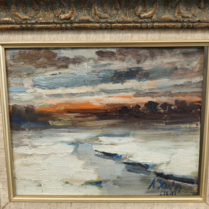 Original Landscape Oil Painting "Framed Painting" Vintage Small Art Holland Art Shop