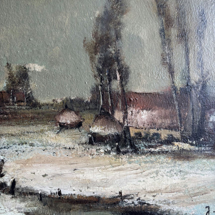 Classic Winter Landscape Oil Painting "Gilded Frame" Traditional Belgique Art Holland Art Shop