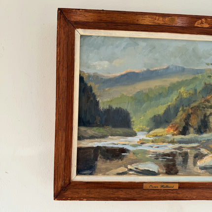 Wonderful Oil Painting Plein Air Landscape "Mountain River" Authentic Small Art