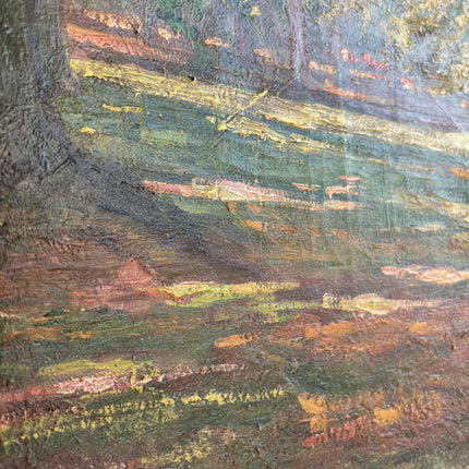 Timeless Landscape Oil Painting "Sunlit Trees" Rustic Artwork Holland Art Shop