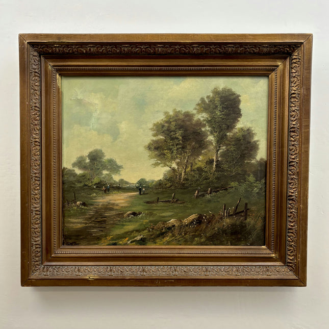 19th Century Antique Landscape Oil Painting "Tall Trees" Large Artwork Holland Art Shop