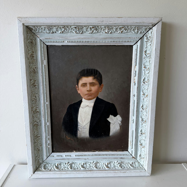 19th Century Antique Portrait Oil Painting "Young Boy" Artwork Holland Art Shop