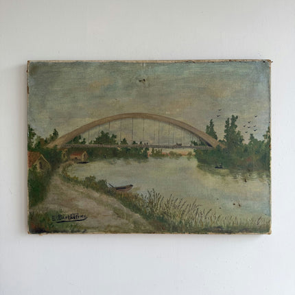 Detailed Landscape Oil Painting "Arched Bridge" Expressive Artwork Holland Art Shop