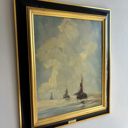 Refined Seascape Oil Painting "Sailing Boat" Authentic Dutch Art Holland Art Shop