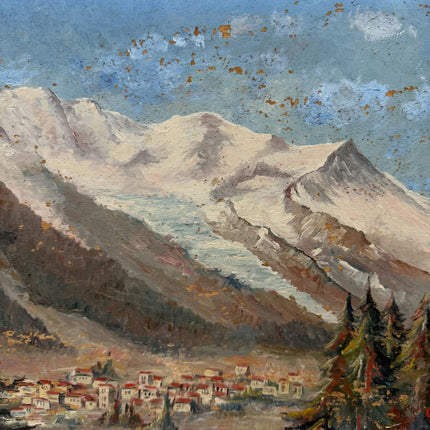 Vintage Winter Landscape Oil Painting "Snowy Mountain" Traditional Small Artwork Holland Art Shop