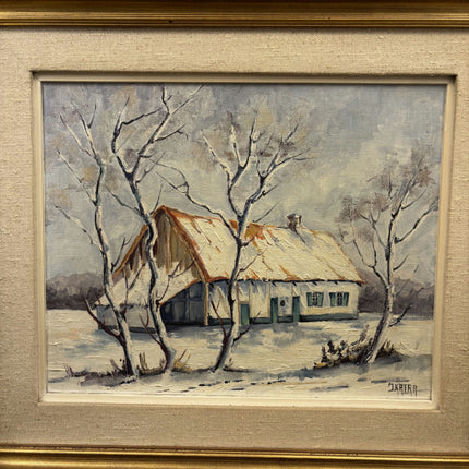 Traditional Winter Landscape Oil Painting "Snowy Cottage" Authentic Artwork Holland Art Shop