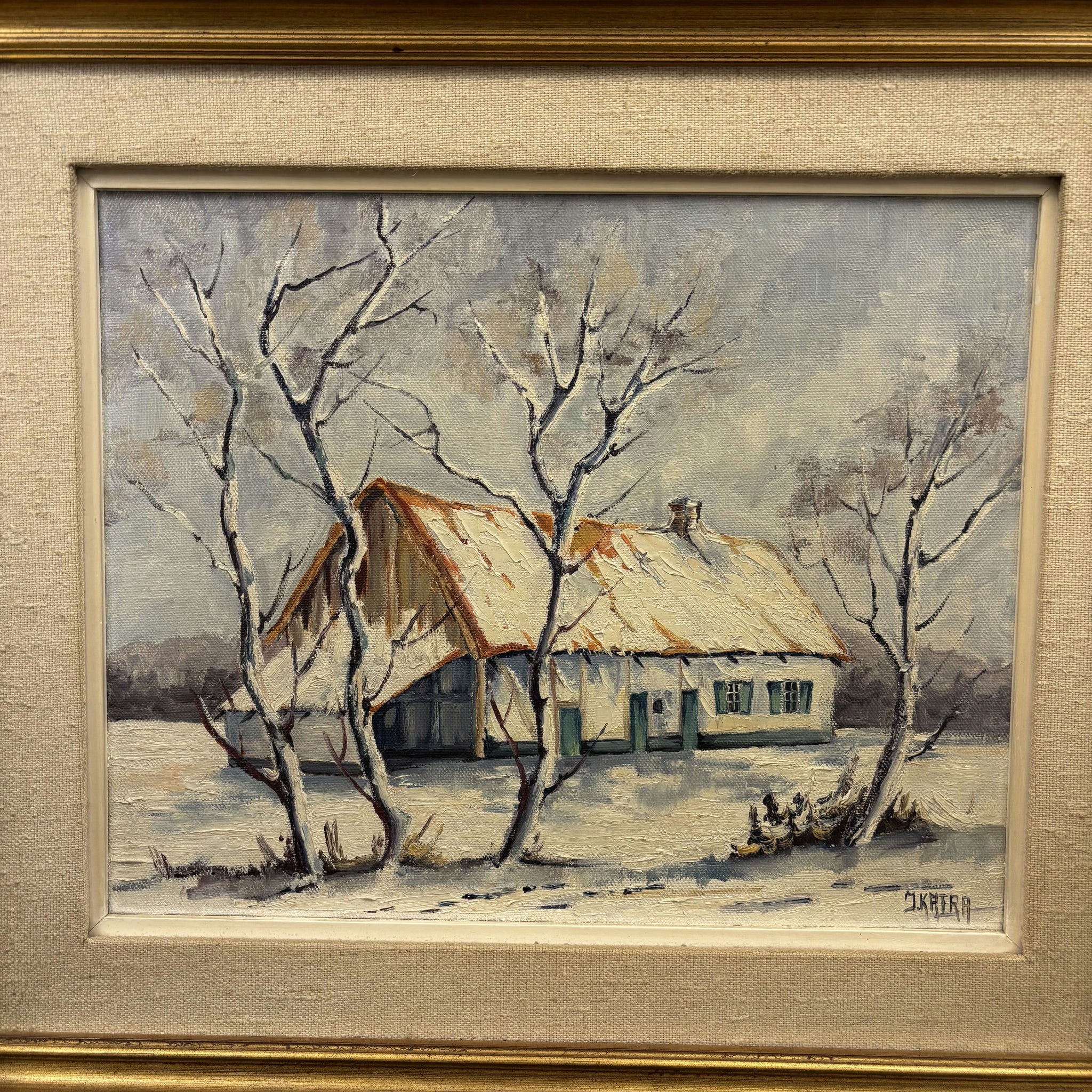 Traditional Winter Landscape Oil Painting 
