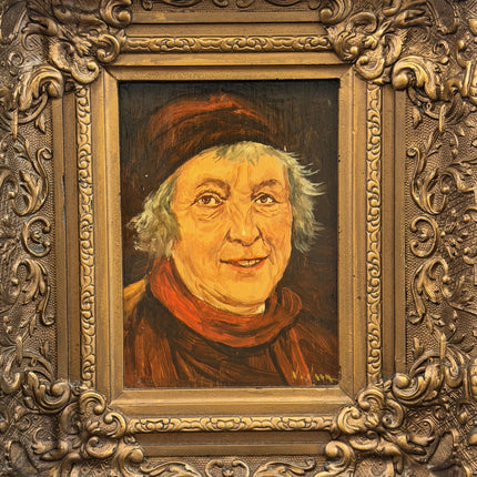 Original Portrait Oil Painting "Wood Grain" Classic Small Artwork Holland Art Shop