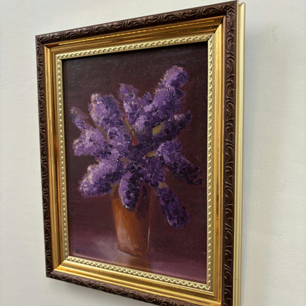 Original Floral Still Life Oil Painting "Purple Bouquet" Detailed Small Artwork Holland Art Shop