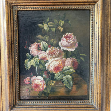 Vintage Flowery Still Life Oil Painting "Peony Bouquet" Original Small Art Holland Art Shop