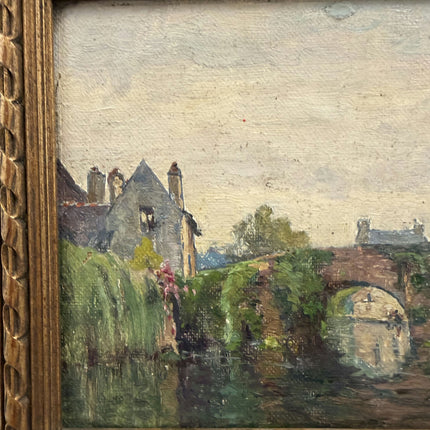 Detailed Landscape Oil Painting "Stone Bridge" Handcrafted Small Art Holland Art Shop