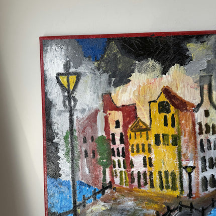Marvelous Oil Painting Cityscape "Canal Houses" Fine Large Art Holland Art Shop