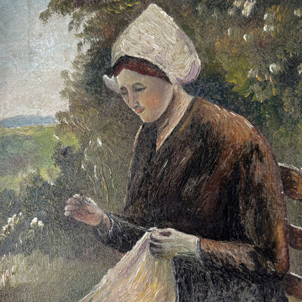 Vintage Portrait Oil Painting "Seated Woman" Elegant Small Art Holland Art Shop