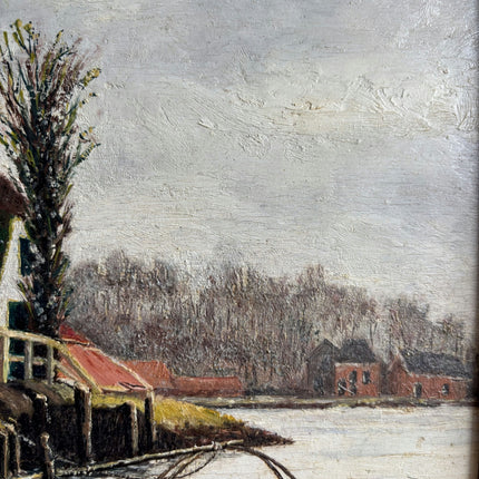 1913 Antique Landscape Oil Painting "Gilded Frame" Artwork Holland Art Shop
