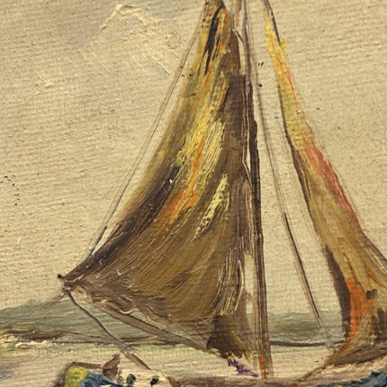 Traditional Seascape Oil Painting "Sailing Boat" Vintage Small Art Holland Art Shop