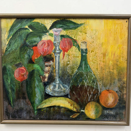 Expressive Flowery Still Life Oil Painting "Glass Decanter" Detailed Artwork Holland Art Shop