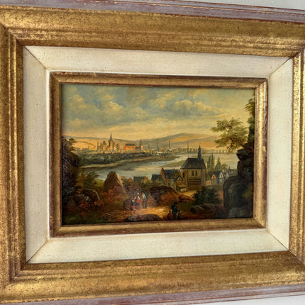 Authentic Oil Painting Scenery "River View" Antique Small Artwork Holland Art Shop