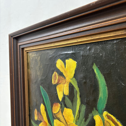 Original Floral Still Life Oil Painting "Yellow Vase" Elegant Artwork Holland Art Shop