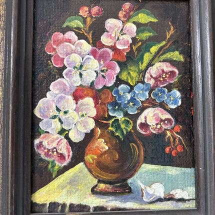Vintage Flowery Still Life Oil Painting "Flower Vase" Expressive Small Artwork Holland Art Shop