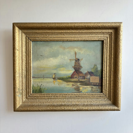 Detailed Landscape Oil Painting "Windmill Tower" Rustic Art Holland Art Shop