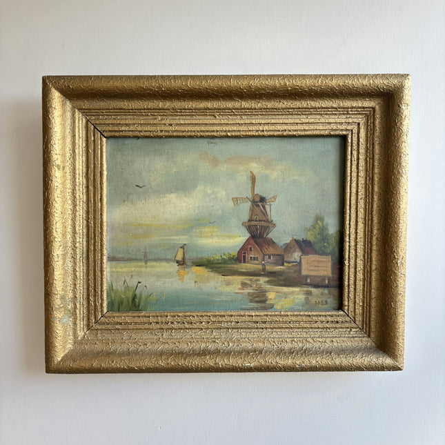 Detailed Landscape Oil Painting "Windmill Tower" Rustic Art Holland Art Shop