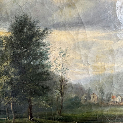 Antique Landscape Oil Painting "Ornate Frame" Handcrafted Art Holland Art Shop