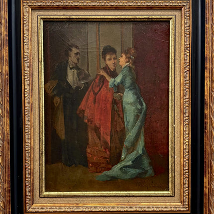 19th Century Antique Figurative Oil Painting "Embracing Woman" Art Holland Art Shop