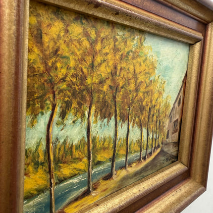 Vintage Landscape Oil Painting "Row Of Trees" Original Small Artwork Holland Art Shop