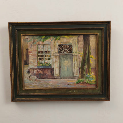 Original Cityscape Oil Painting "Wooden Door" Authentic Artwork Holland Art Shop