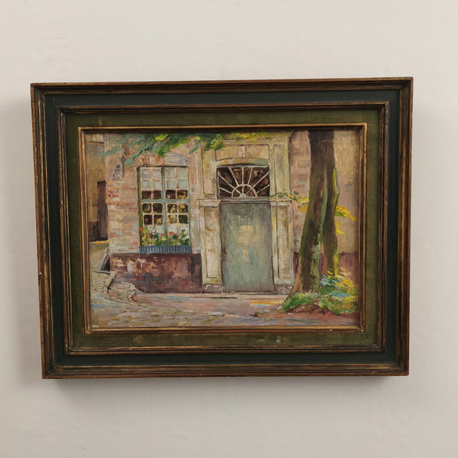 Original Cityscape Oil Painting "Wooden Door" Authentic Artwork Holland Art Shop