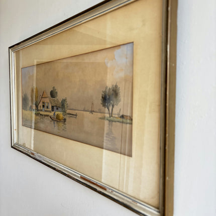 Traditional Landscape Aquarel "Framed Painting" Refined Artwork Holland Art Shop