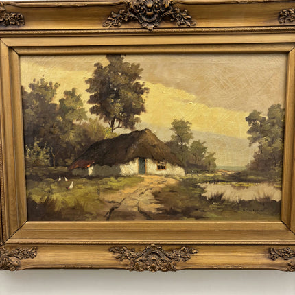 Detailed Landscape Oil Painting "Thatched Cottage" Authentic Large Artwork Holland Art Shop