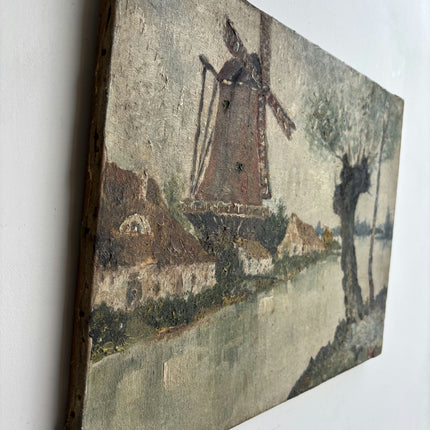 Rustic Landscape Oil Painting "Windmill Tower" Authentic Art Holland Art Shop