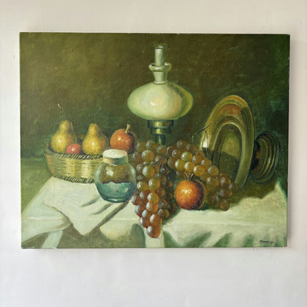 Traditional Still Life Oil Painting "Grape Bunch" Rustic Art Holland Art Shop