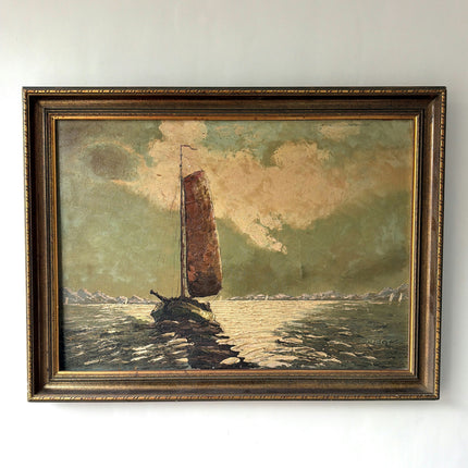 Elegant Seascape Oil Painting "Sailing Boat" Refined Large Artwork Holland Art Shop