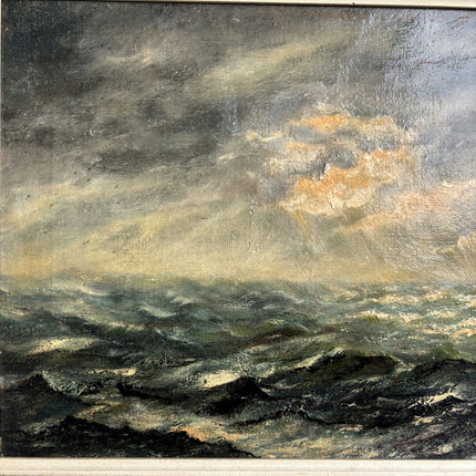 Authentic Seascape Oil Painting "Stormy Sea" Vintage Artwork Holland Art Shop