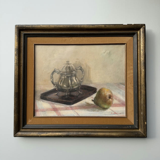 Classic Still Life Oil Painting "Silver Teapot" Handcrafted Art Holland Art Shop