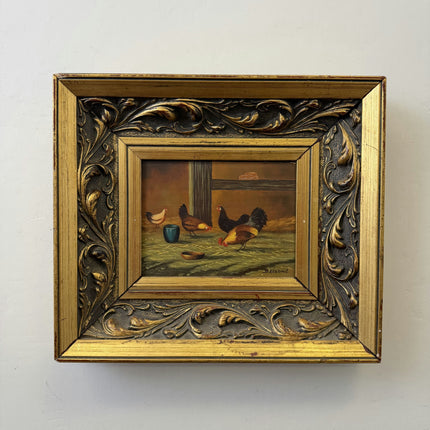 Detailed Animals Oil Painting "Golden Frame" Rustic Small Art Holland Art Shop