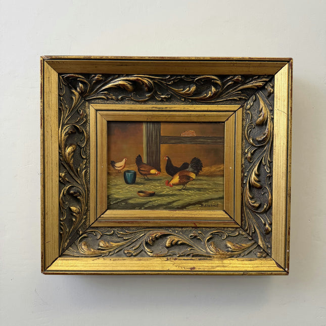 Detailed Animals Oil Painting "Golden Frame" Rustic Small Art Holland Art Shop