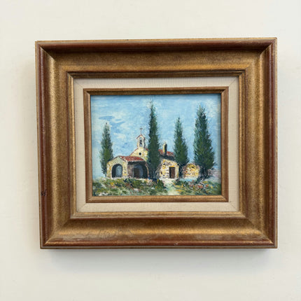 Traditional Scenery Oil Painting "Country Church" Original Small Artwork Holland Art Shop