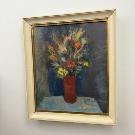 Handcrafted Floral Still Life Oil Painting "Red Vase" Vintage Art Holland Art Shop